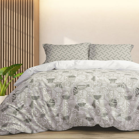 Florida My Day 100% Pure Cotton 180 TC Double Bedsheet Set with Coordinated Pillow Covers